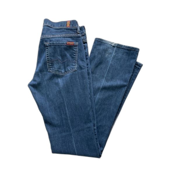 Women's 7 For All Mankind High Waist Boot Cut Denim/Blue Jeans Size 29 - Picture 7 of 11